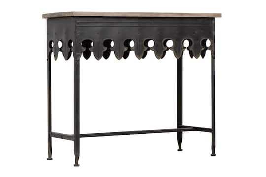 Hello Honey® 36" Rustic Farmhouse Metal Console Table with Solid Wood Top in Distressed Gray | 36" x 31.8" | Michaels®